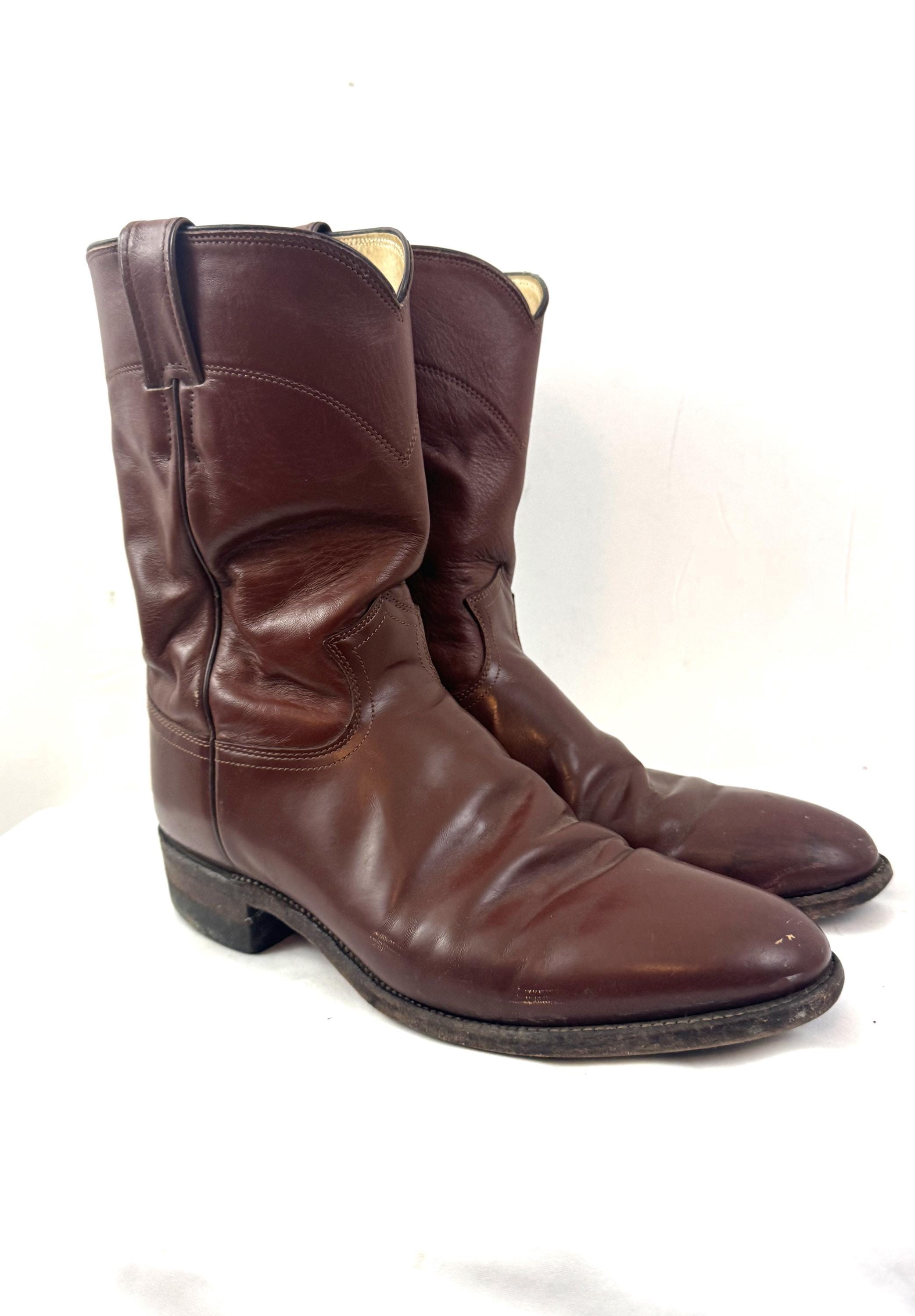 Vintage Justin Brown Leather Western Cowboy Boots - Size 10  display picture 2