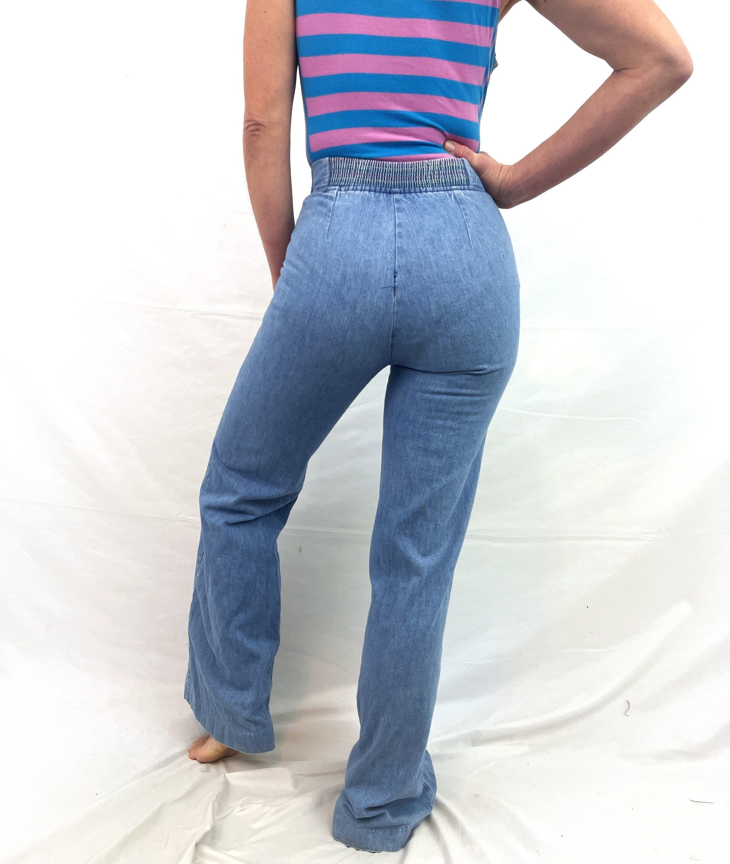 70s Rainbow Bell Bottom Jeans 26x29 / Vintage 1970s Rainbow