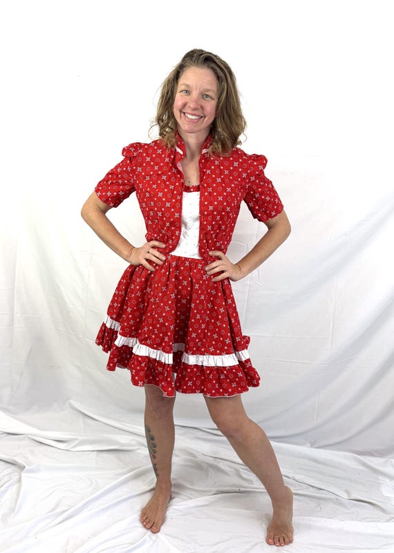 red and white paisley dress Bit & Bridle Womens Shirt Dress Red White Paisley Drawstring Tie Waist Career M