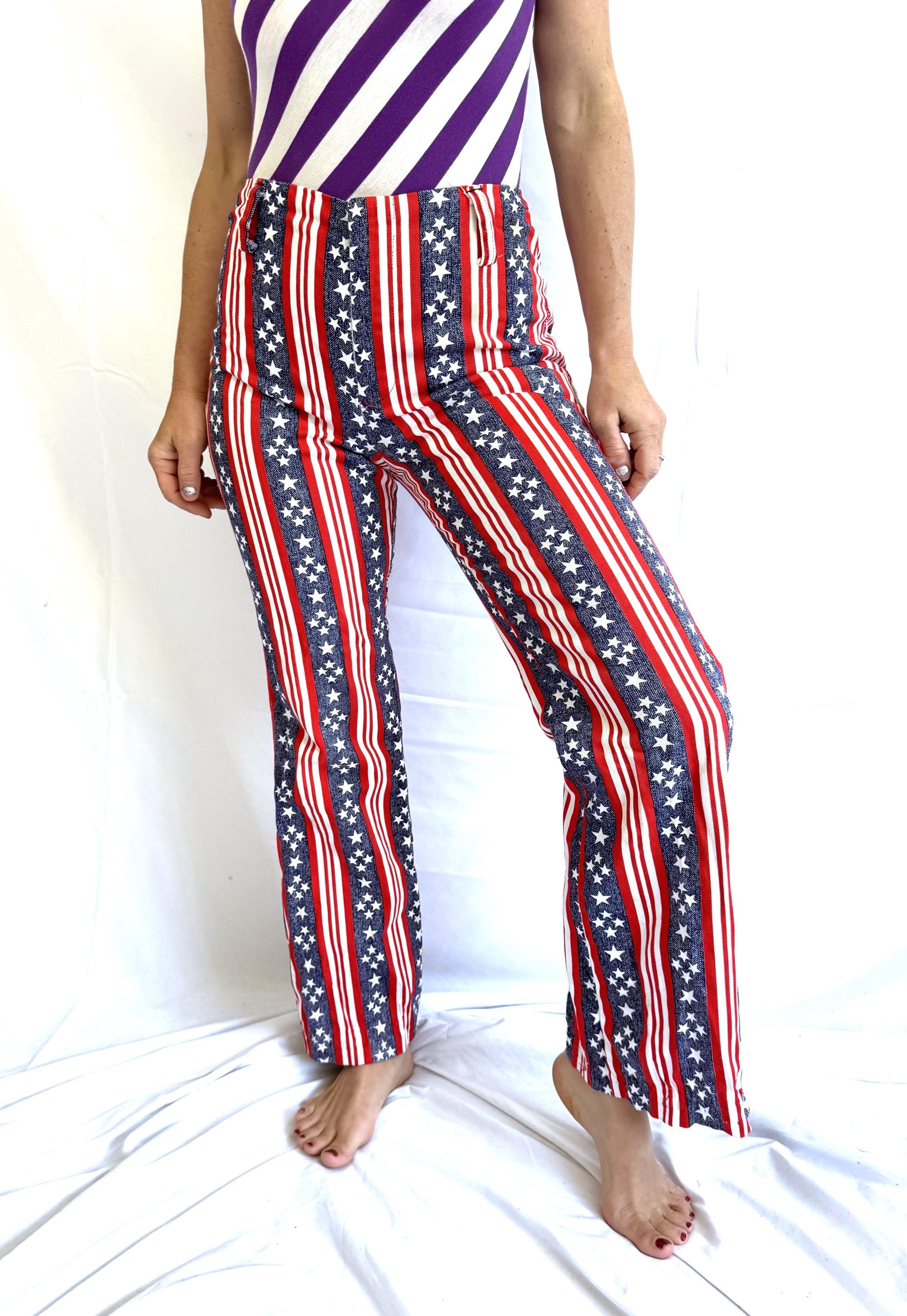 Vintage 70s Stars & Stripes Bell Bottoms: USA Flag Pants