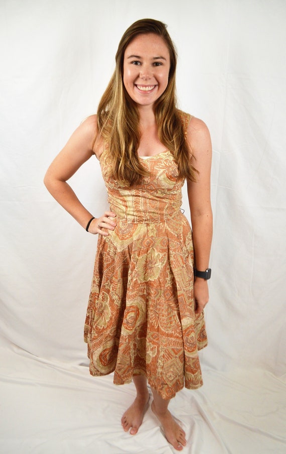 Vintage 1950s Hawaiian 50s Bombshell Dress - Royal