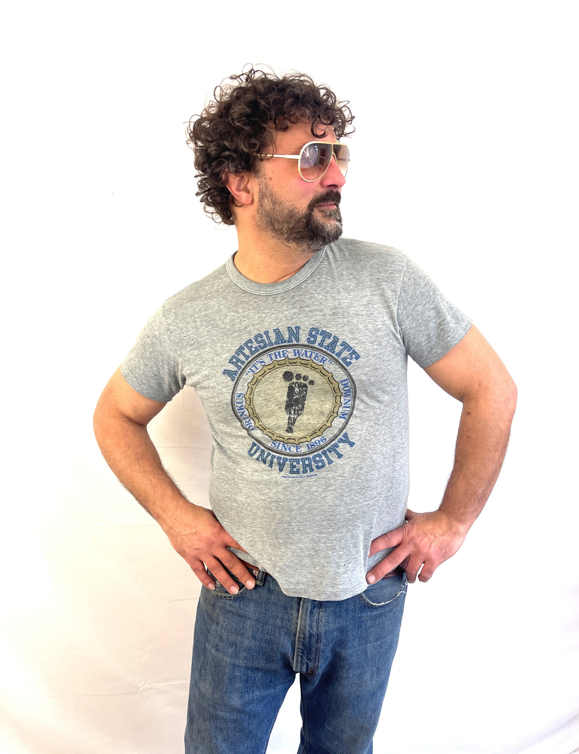 Vintage 80s Olympia Beer Artesian State University Tee - Hanes L 