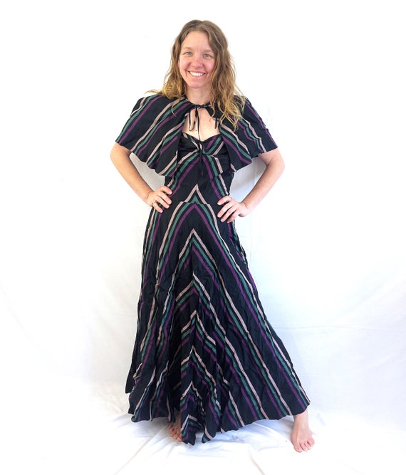 Vintage 1940s 40s RARE Chevron Striped Dress - wi… - image 4