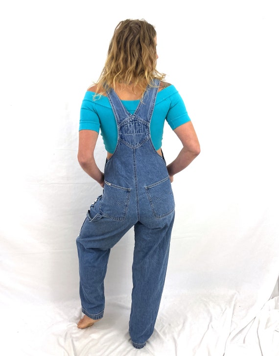 Vintage 90s 1990s Striped Denim Overalls - Revolt… - image 6