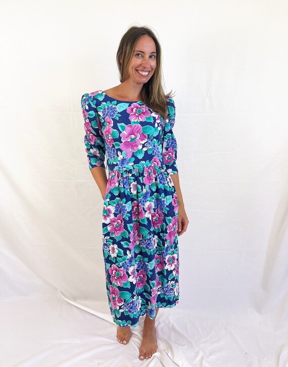 Lanz Original - Vintage 80s 1980s Cotton Floral S… - image 2