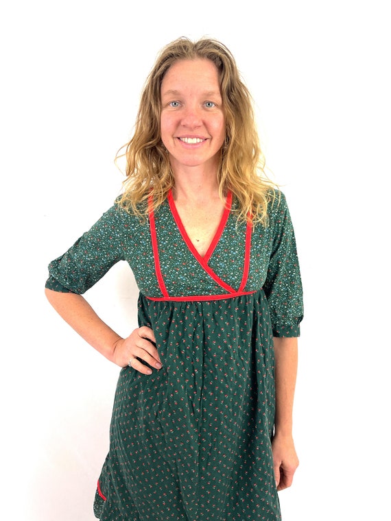 Vintage 1970s 80s Boho Flower Floral Maternity Dress … Gem