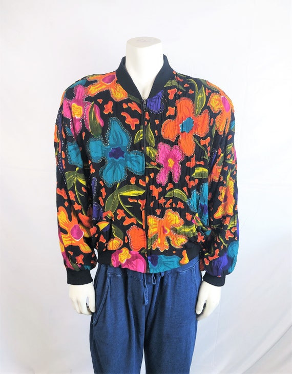 Vintage 80s Beaded Rainbow Urban Geometic Floral F