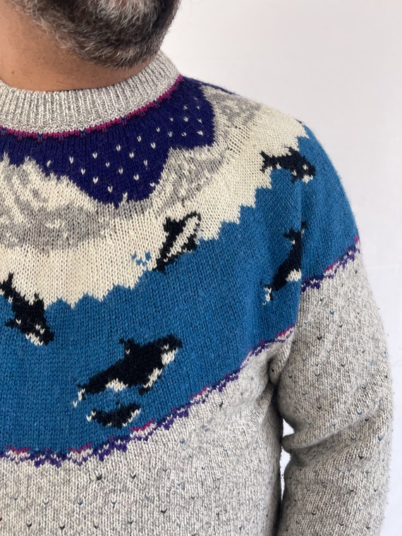 Vintage 80s 1980s Woolrich Orca Wool Whale Sweater - image 3