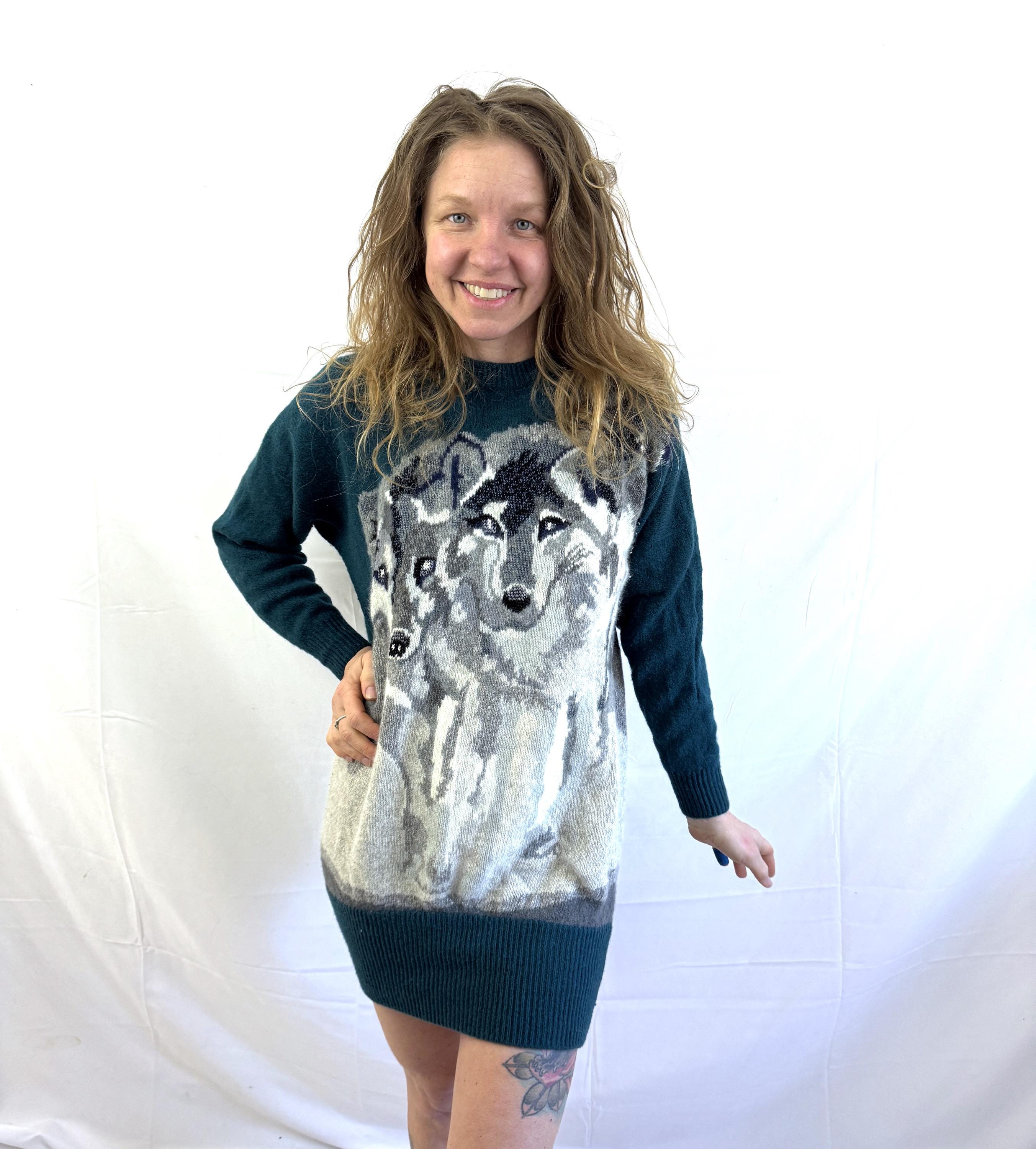 Vintage 1980 80s Krizia Maglia Camel Hair Wool Angora Wolf Wolves