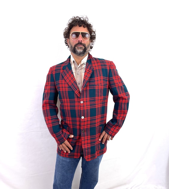 Vintage 1960s 60s Wool Plaid Winter Holiday Red Green Jacket Blazer Mavest Frederick Nelson Etsy