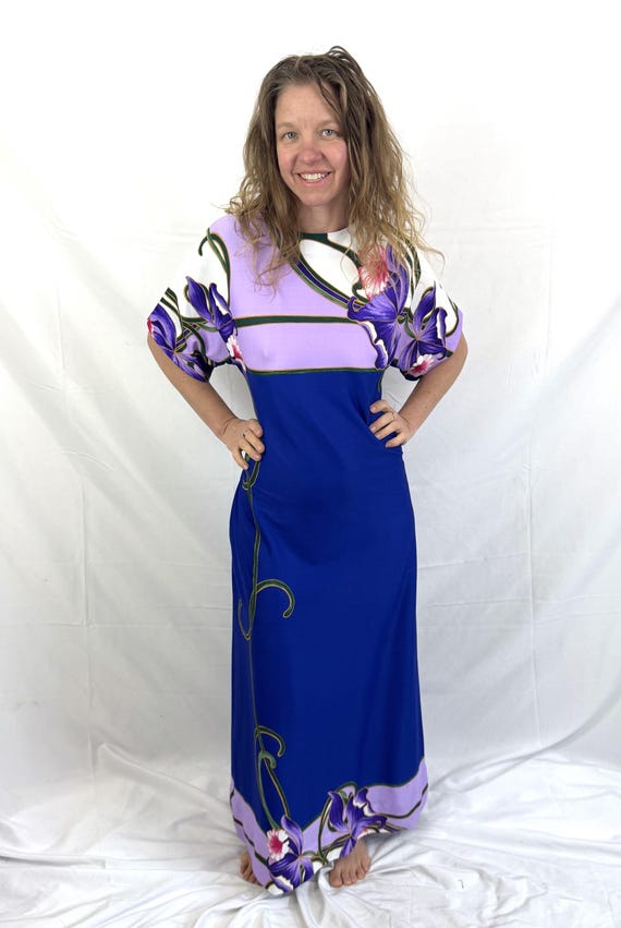 Vintage 1970s 80s Hawaiian Maxi Dress - By Resort Line View 4