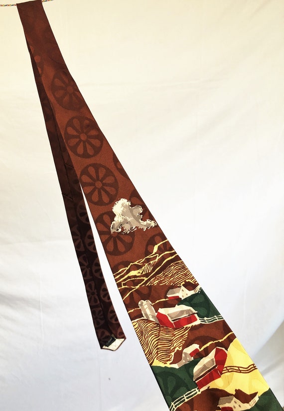 Vintage 40s 1940s Rare Novelty Rayon Tie Necktie-