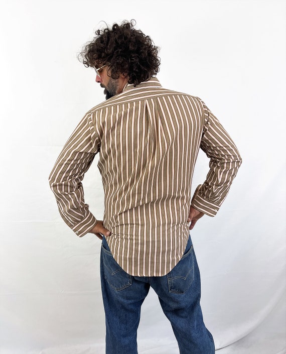 Vintage 1970s 70s Striped Button Up Shirt  - Kent… - image 5