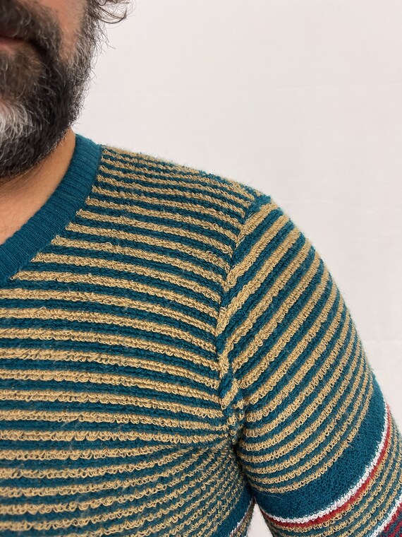 Vintage 70s 80s Striped 1980s Knit Sweater - Fire… - image 4