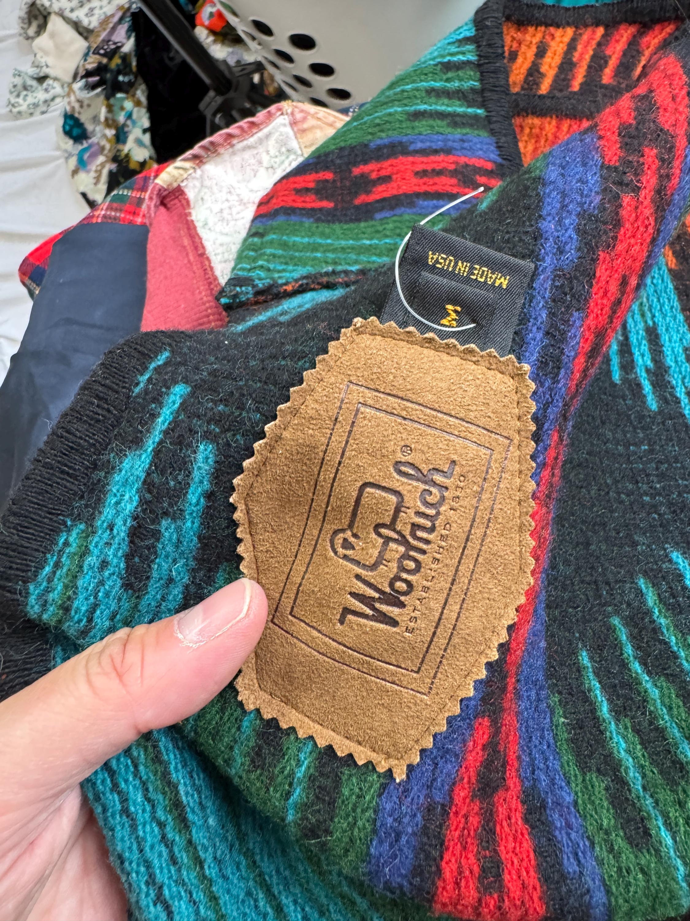 Vintage 1990s 90s Woolrich Wool Vest - Sunset Rainbow Striped