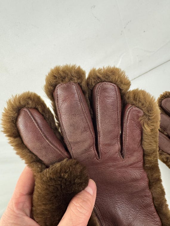 Amazing Vintage Mouton Leather and Rabbit Fur Lined Brown Winter