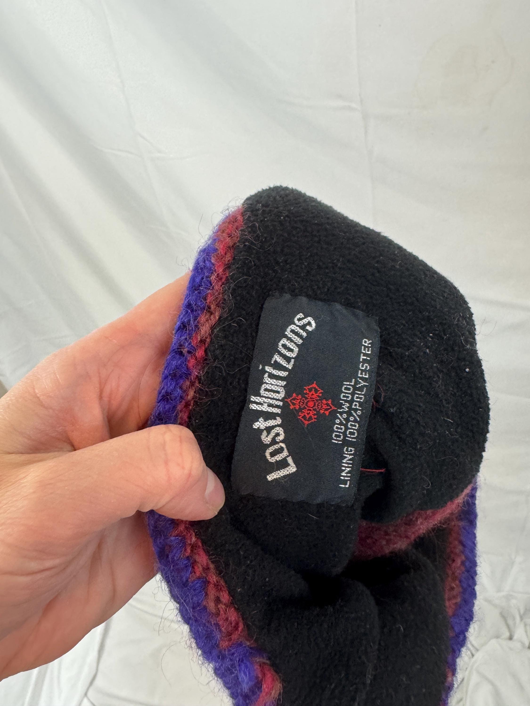 Lost Horizons Wool WINTER Hat Red‎ Fair Isle NEPAL ONE SIZE UNISEX Lost Horizons 100% Wool Fair Trade Made in Nepal Hat with  main image 2