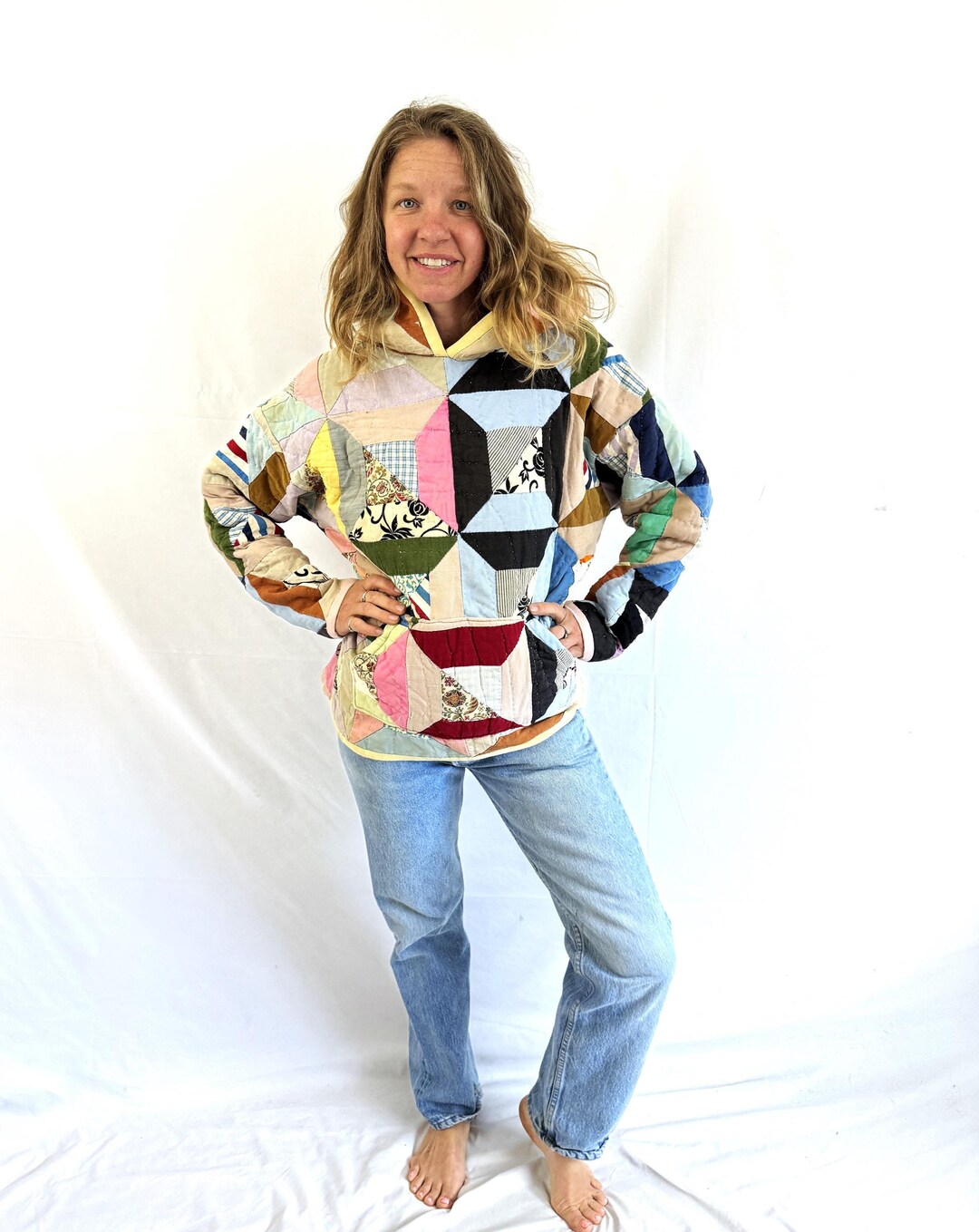 Women's Vintage Plaid Pattern Patchwork Art Sweatshirt main image 1