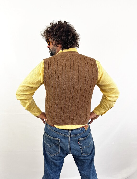 Vintage 90s 1990s Super Soft Knit Brown Vest Swea… - image 5