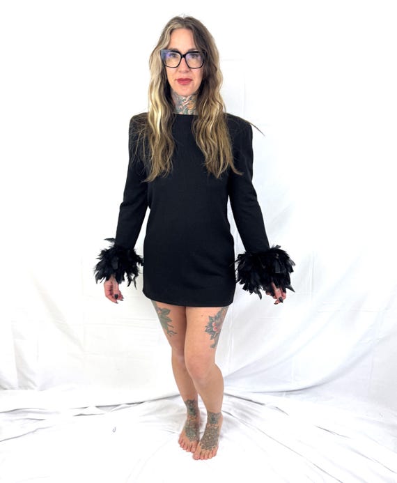 Robe pull noire oversize en tricot Jean Ingram vintage des années