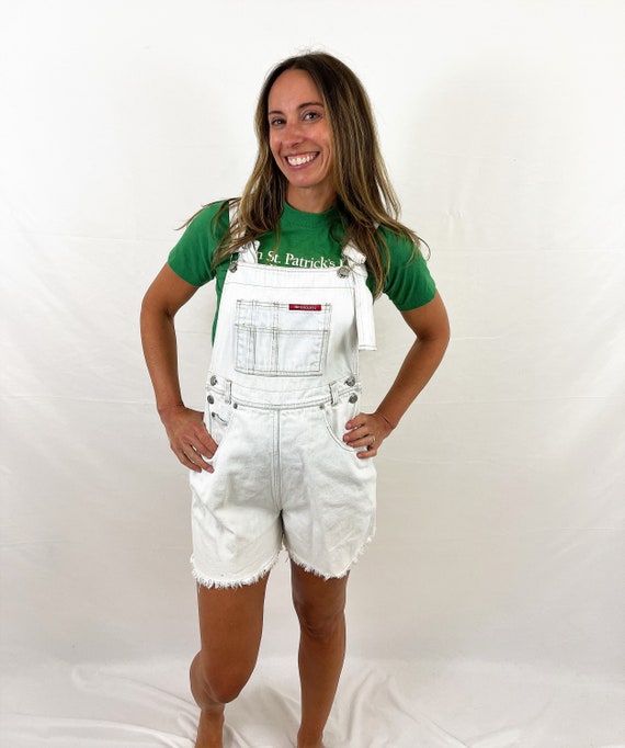 Vintage 80s 90s Overall Denim Shorts Overalls - N… - image 1