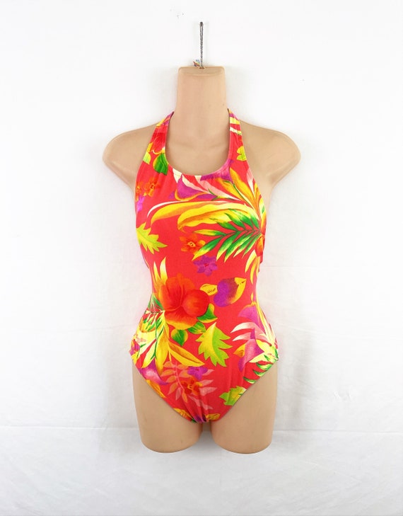 Vintage 90s Neon Tropical Beach Jantzen Swimsuit