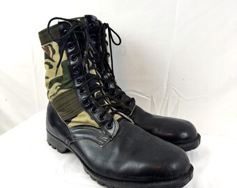 Vintage Camo Camouflage Jungle Leather Boots Tropical Combat  display picture 3