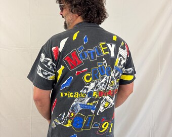 Vintage Vtg 1990s 90s Motley Crue 1991 AOP All Over Print Decade