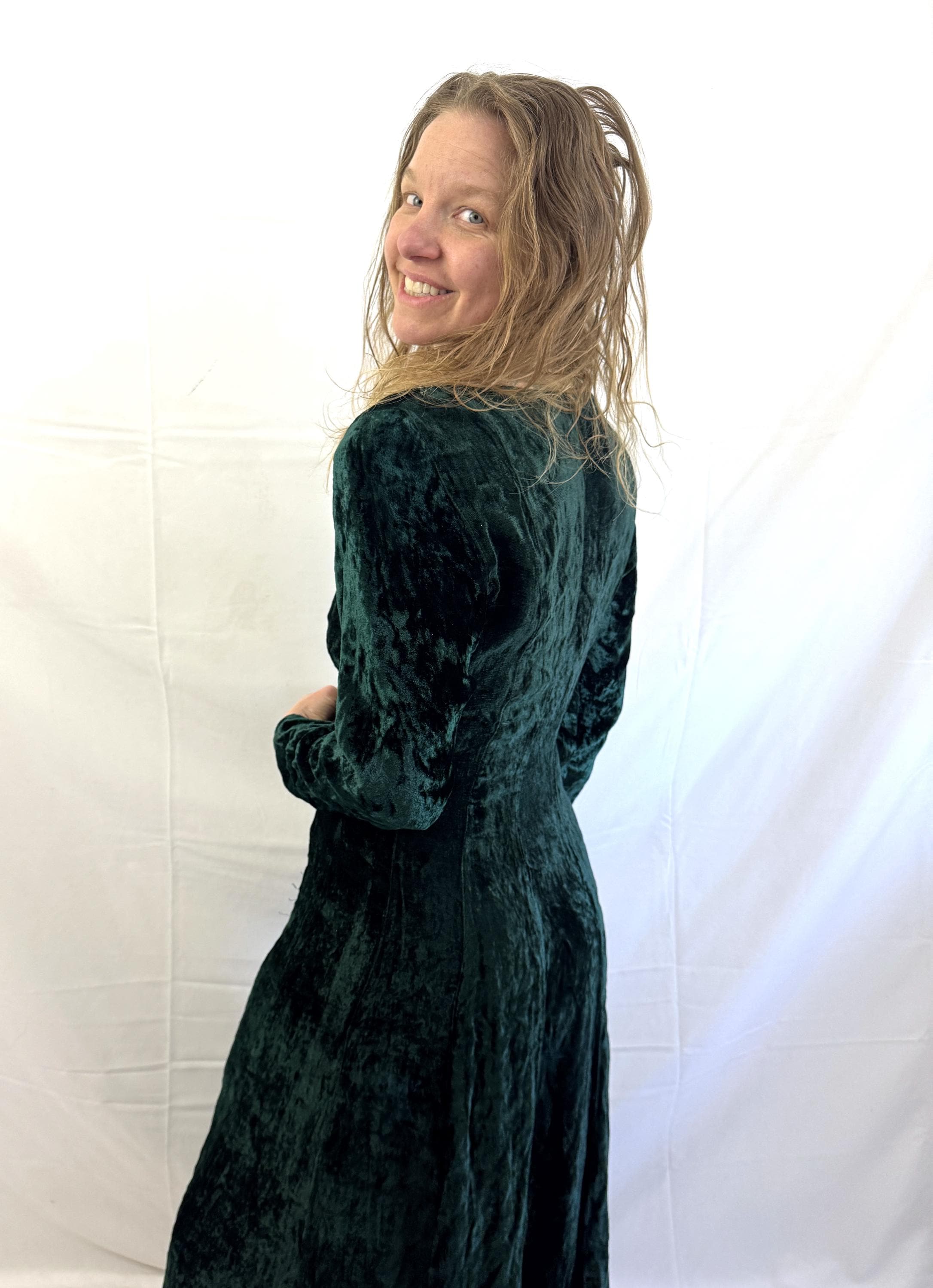 Green Velvet 90s Dress