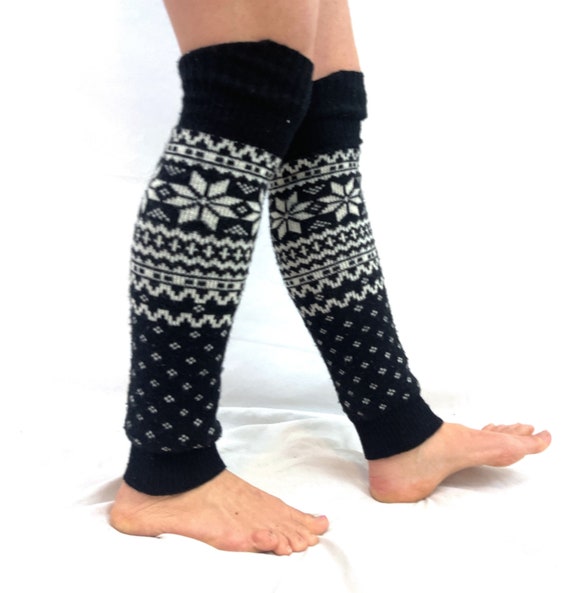 RARE Vintage Black White Knit Leg Warmers