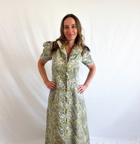 Vestido tipo t nica cruzado asi tico oriental con brocado Etsy