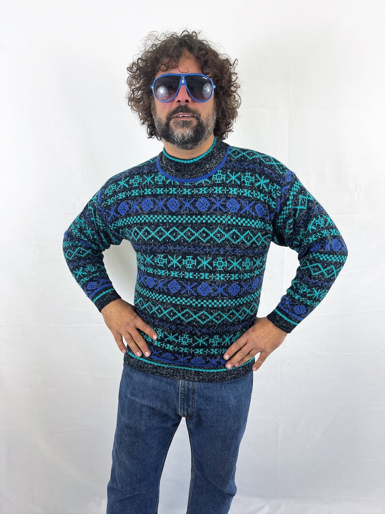 Maglione Vintage anni '80 anni '90 Rainbow Knit Santana immagine 5