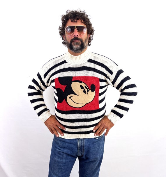 Vintage 80s 1980s Striped Mickey Mouse Knit Sweat… - image 7