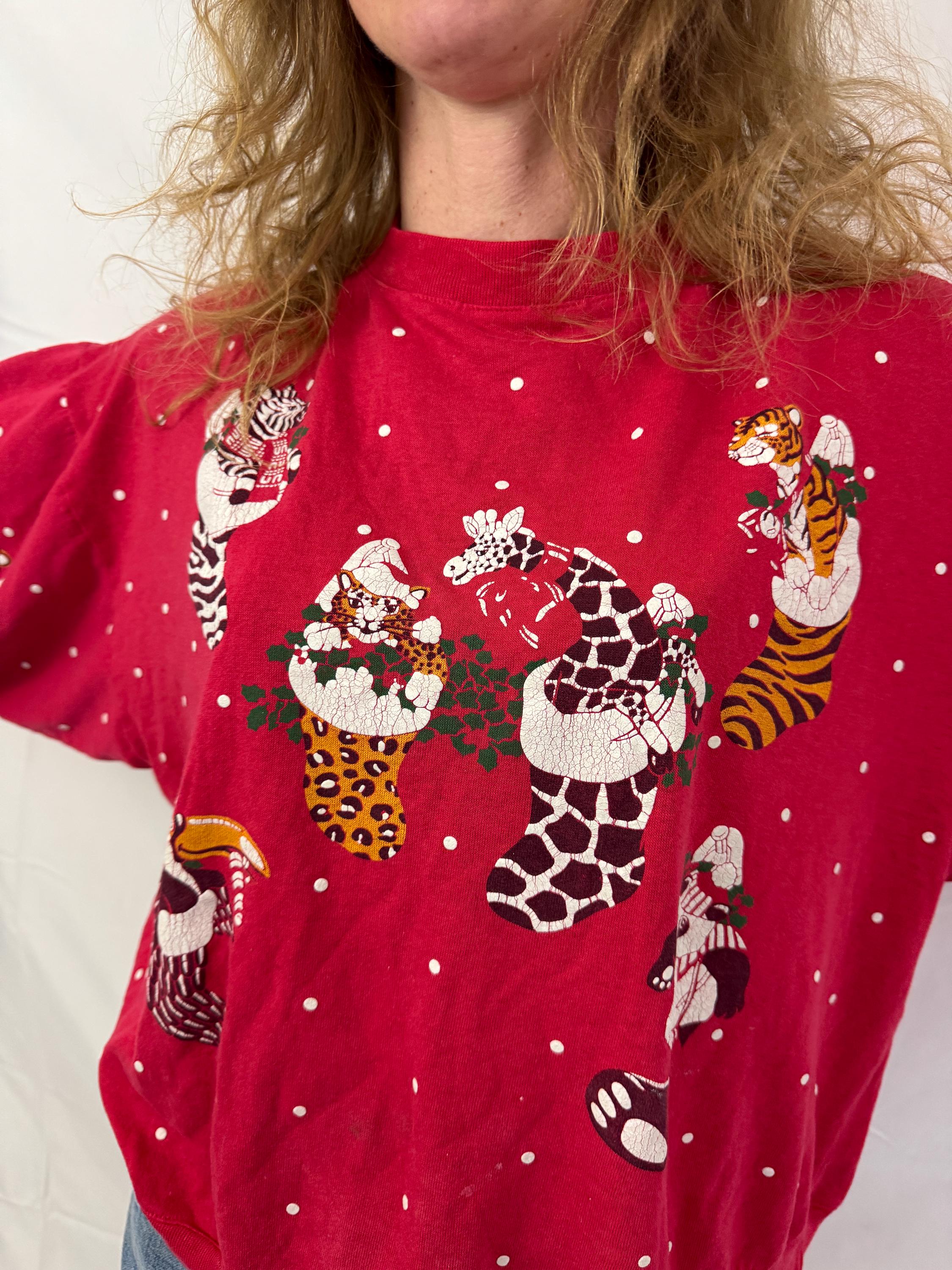 Vintage 80s 1980s Red Puffy Christmas Holiday Sweatshirt - Spumoni