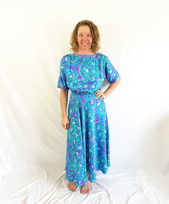 Vintage 1980s 80s Anne Crimmins Silk Dress - Umi C