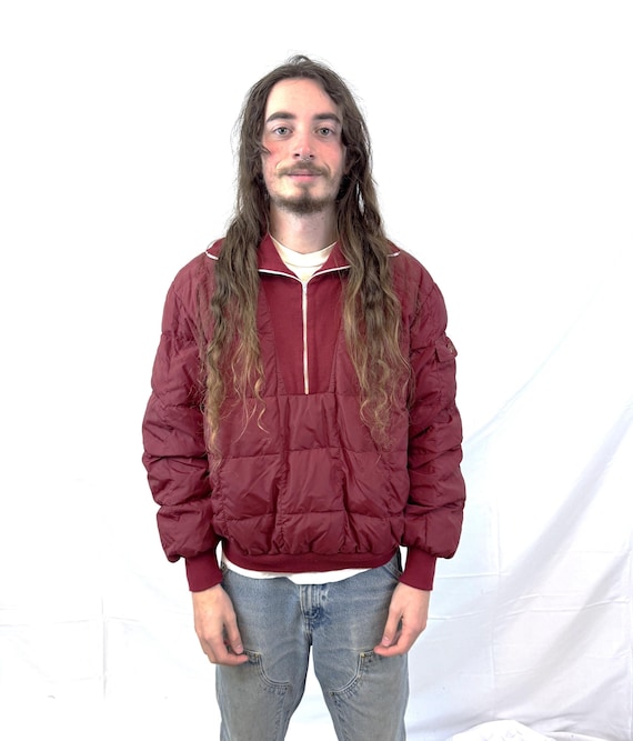 80s eddie bauer pullover down jacket Eddie Bauer Goose Down Quilted 70s 80s Half Zip Pullover Jacket