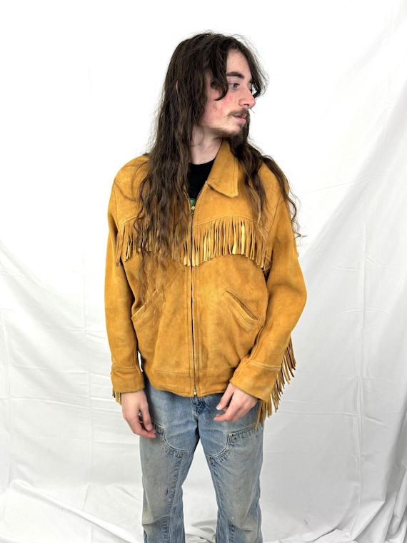 Vintage Western Suede Leather Fringe Coat Mead Custom Leathers