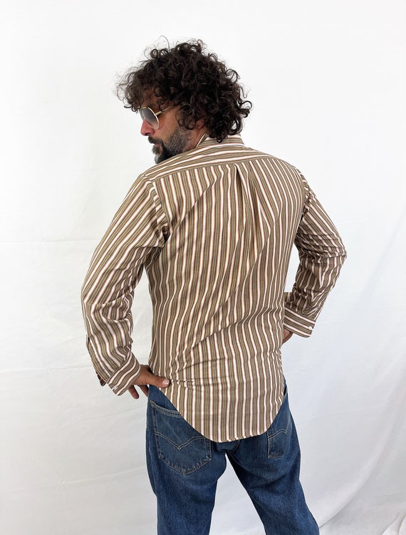 Vintage 1970s 70s Striped Button Up Shirt  - Kent… - image 6