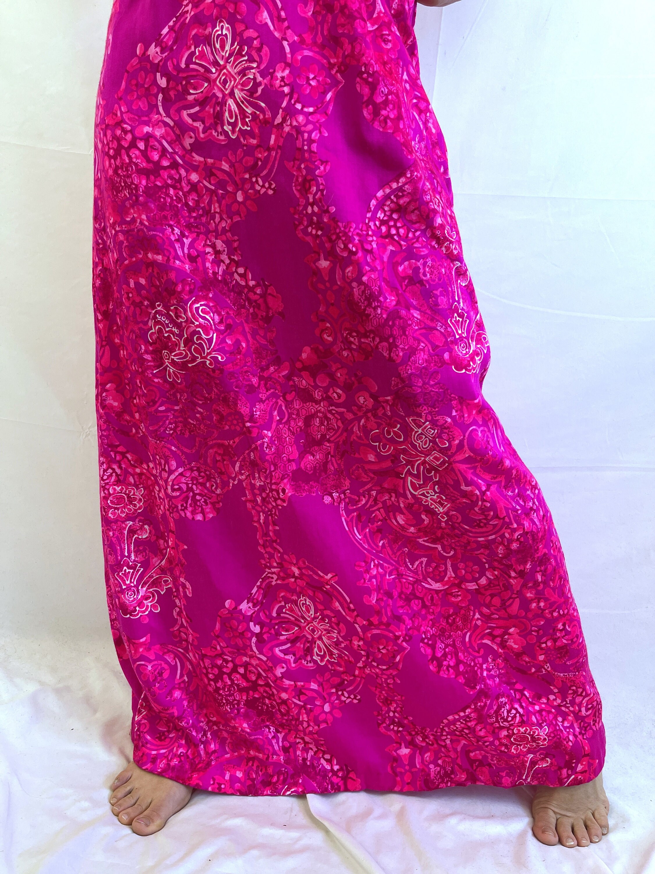 pink hawaii様 Vintage 1970s 70s Honolulu Kawika of Hawaii Pink Maxi Dress