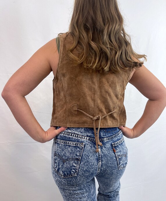 Vintage 70s 80s Brown Suede Vest - image 4