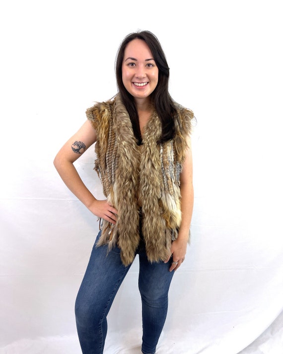 Vintage 90s Y2K 1990s BEBE Rabbit Fur Boho Vest