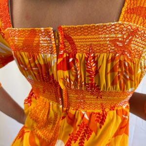 Vintage 1970 70s Fun Hawaiian Floral Tiki Luau Maxi Dress - Young ...