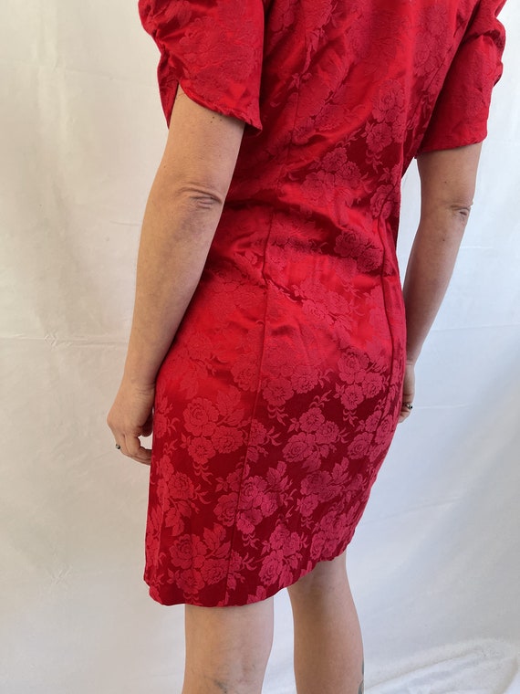 Vintage 1980s Red Fitted Party Dress - All That J… - image 6