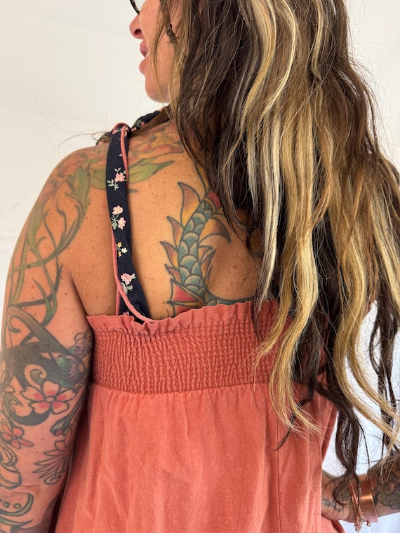 Vintage 1970s 70s Hippie Patchwork Flower Floral … - image 6