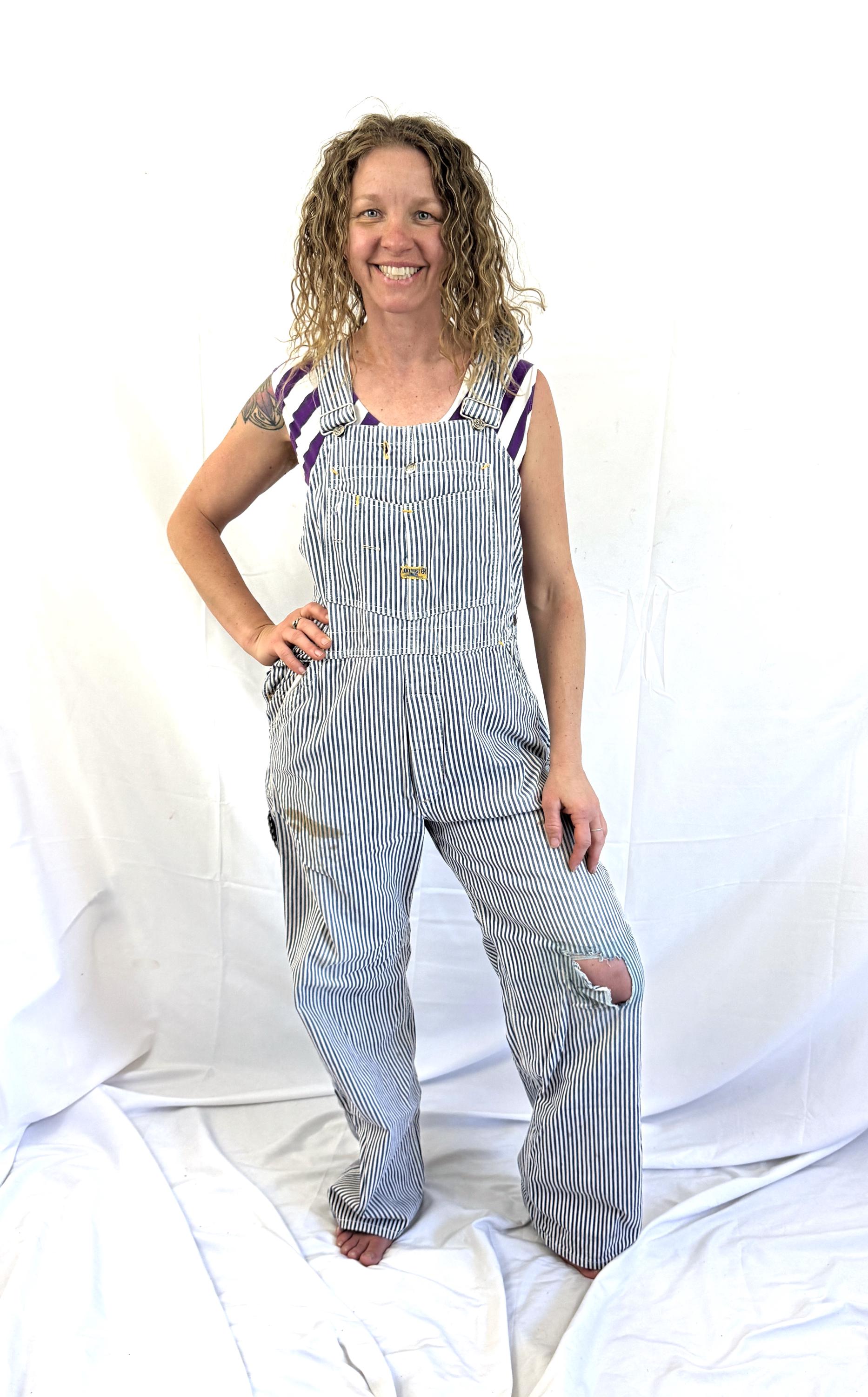 Vintage 1940s 40s Workwear Can't Bust Em Hickory Striped Union