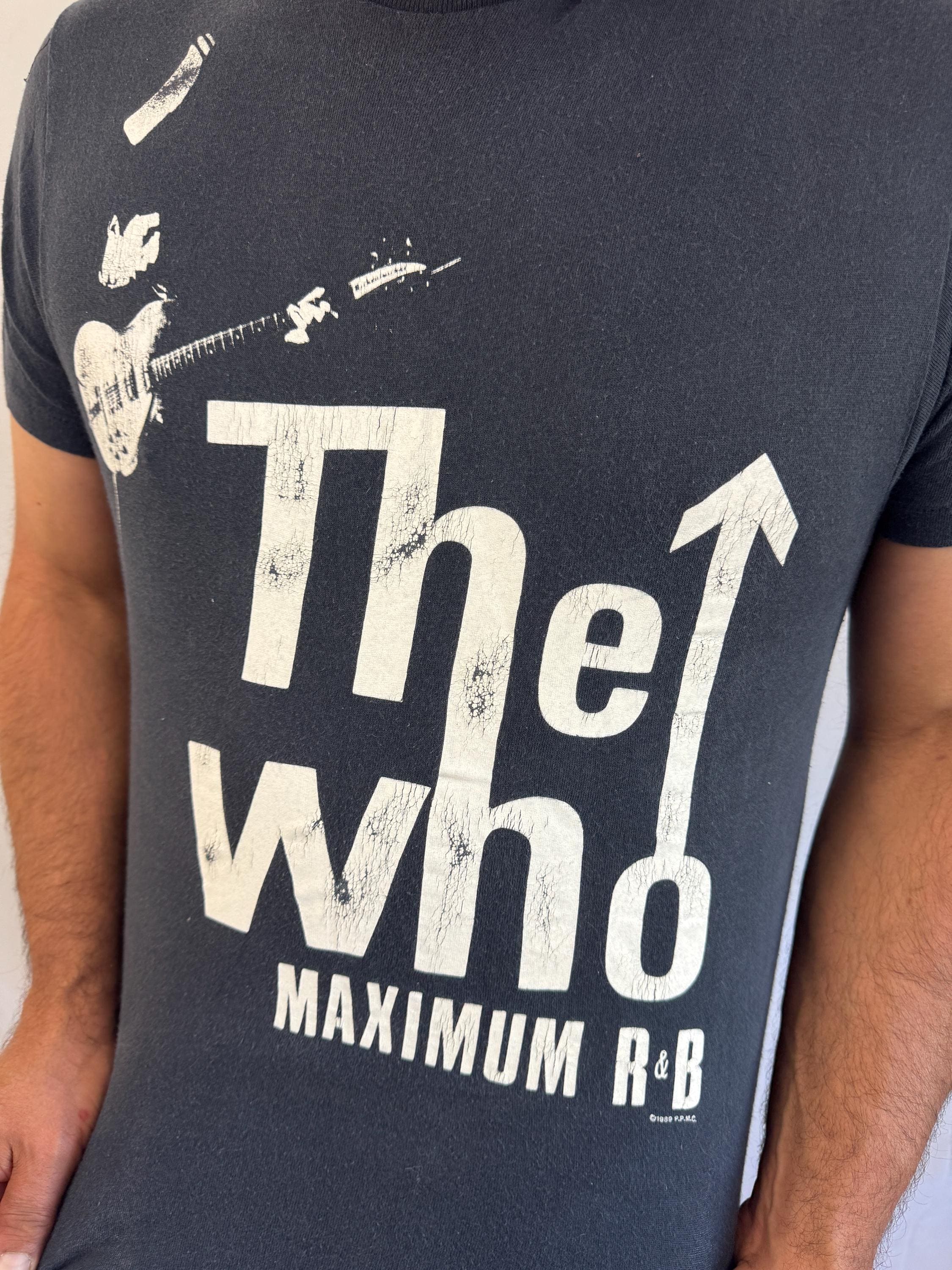 Vintage 1980s 80s the Who 1989 Rock Tour Black Tshirt Tee Shirt