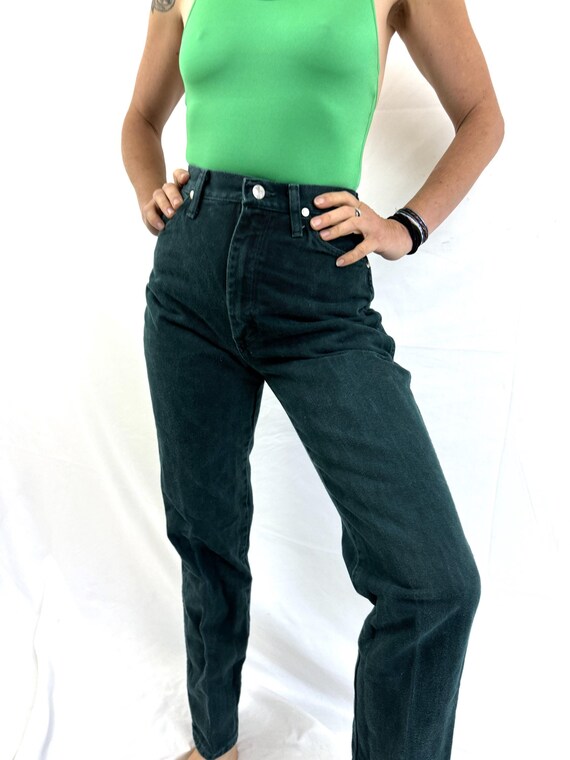 Vintage 1990s Dark Green Denim Jeans Vintage 1990s Dark Green Denim Jeans