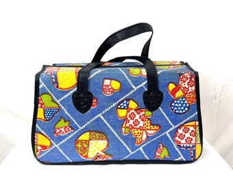 Vintage des années 70 des années 70, joli sac kitsch, fourre-tout, panier de pique-nique