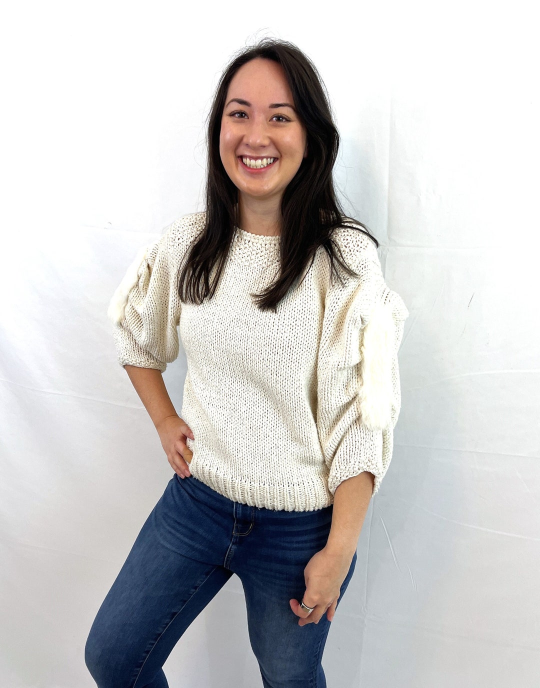 Vintage 1980s 80s Rabbit Fur White Sweater Top - by Eighth Street - Etsy