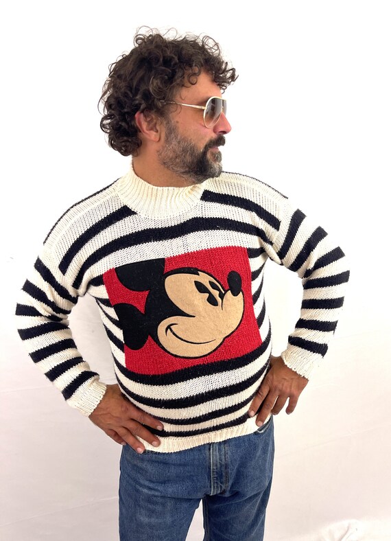 Vintage 80s 1980s Striped Mickey Mouse Knit Sweat… - image 5